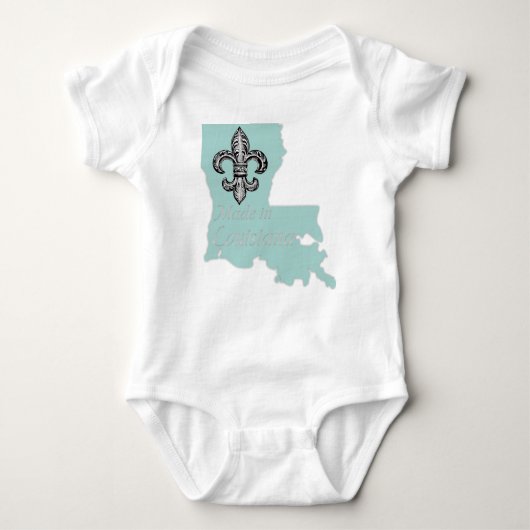 Gemaakt in Louisiana Fleur de Lys Baby Creeper Rom Romper (Voorkant)