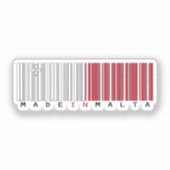 Gemaakt in Malta Streepjescode Vlag Sticker (Voorkant)