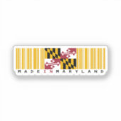 Gemaakt in Maryland Barcode Flag Sticker - Staat (Voorkant)