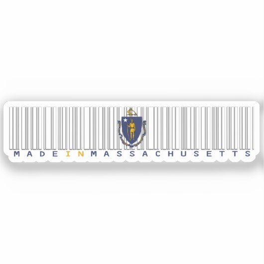 Gemaakt in Massachusetts Barcode Flag Sticker - St (Voorkant)