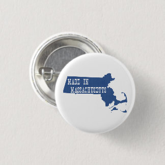 Gemaakt in Massachusetts met Blauw Wit Tekstletter Ronde Button 3,2 Cm