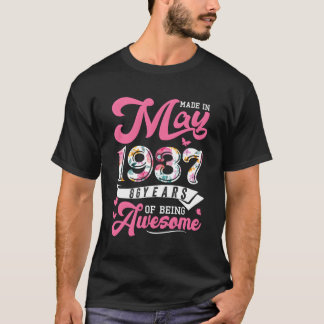 Gemaakt in mei 1937 Floral 86 86th voor T-shirt