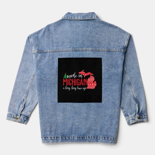 Gemaakt in Michigan een lange tijd geleden Kerstmi Denim Jacket (Achterkant)