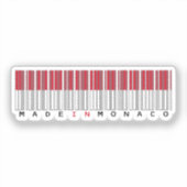 Gemaakt in Monaco Streepjescode Vlag Sticker (Voorkant)
