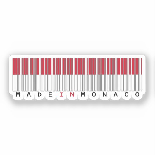 Gemaakt in Monaco Streepjescode Vlag Sticker (Voorkant)