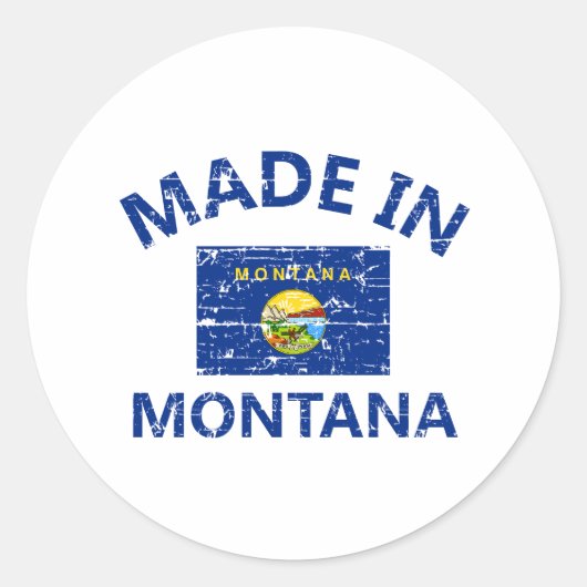 Gemaakt in MONTANA United States Flag design Ronde Sticker (Voorkant)