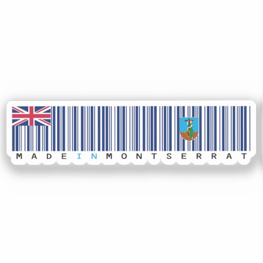 Gemaakt in Montserrat Barcode Vlag Sticker (Voorkant)