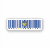 Gemaakt in Nebraska Barcode Flag Sticker - Staat (Voorkant)