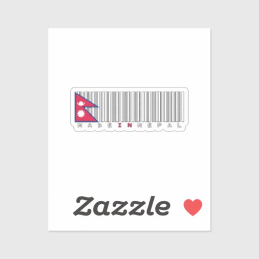 Gemaakt in Nepal Barcode Vlagontwerp Sticker (Vel)