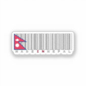 Gemaakt in Nepal Barcode Vlagontwerp Sticker (Voorkant)