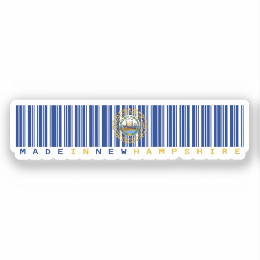 Gemaakt in New Hampshire Barcode Flag Sticker - St (Voorkant)