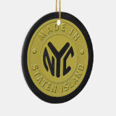Gemaakt in New York Staten Island Keramisch Ornament (Rechts)