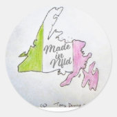 Gemaakt in Newfoundland Sticker. Ronde Sticker (Voorkant)