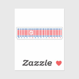 Gemaakt in Noord-Korea Barcode Vlagontwerp Sticker
