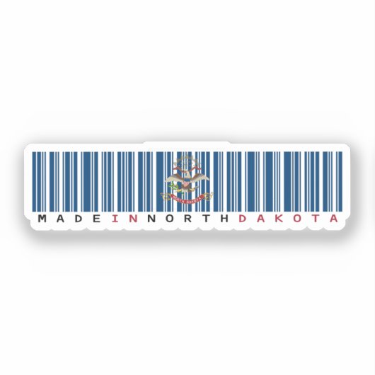 Gemaakt in North Dakota Barcode Flag Sticker (Voorkant)