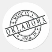 Gemaakt in Oklahoma Stamp Style Logo Symbool Black Ronde Sticker (Voorkant)