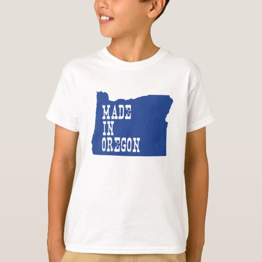 Gemaakt in Oregon Map Vorm Blauwe Achtergrond Kind T-shirt (Voorkant)
