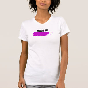 Gemaakt in Puerto Rico. Roze Puerto Ricaanse kaart T-shirt