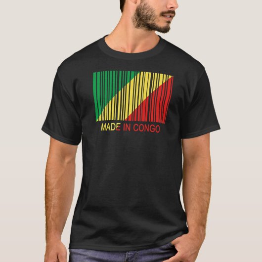 Gemaakt in Republiek Congo Vlag Barcode Premium T-shirt (Voorkant)