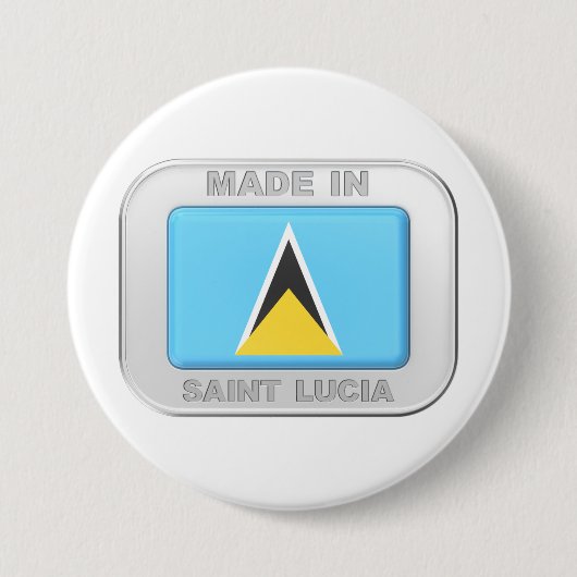 Gemaakt in Saint Lucia Ronde Button 7,6 Cm (Voorkant)