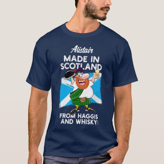 Gemaakt in Schotland van Haggis en Whisky T-shirt (Voorkant)