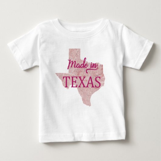 Gemaakt in Texas Meisjes Baby T-shirt Roze Shirt (Voorkant)