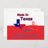 gemaakt in Texas met Poolse onderdelen Briefkaart (Voorkant / Achterkant)