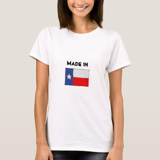 Gemaakt in Texas. Schets van Texas Flag T-shirt (Voorkant)