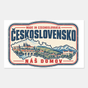 Gemaakt in Tsjecho-Slowakije Tsjechische Slowaakse Rechthoekige Sticker