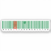 Gemaakt in Turkmenistan Barcode Vlagontwerp Sticker (Voorkant)