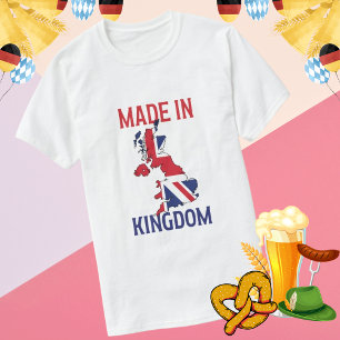 Gemaakt in UK Oude Landkaart Union Jack Britse Tro T-shirt
