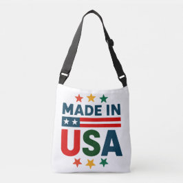 Gemaakt in USA patriottisch typografisch ontwerp Crossbody Tas