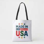Gemaakt in USA patriottisch typografisch ontwerp Tote Bag (Voorkant)