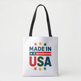 Gemaakt in USA patriottisch typografisch ontwerp Tote Bag