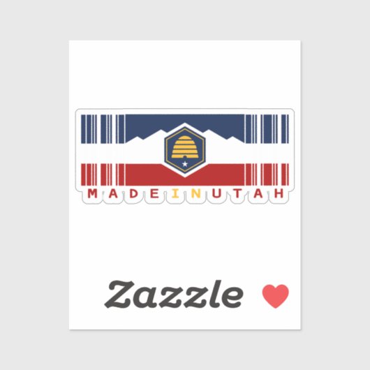 Gemaakt in Utah Barcode vlag State Pride Sticker (Vel)