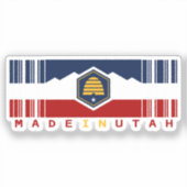 Gemaakt in Utah Barcode vlag State Pride Sticker (Voorkant)
