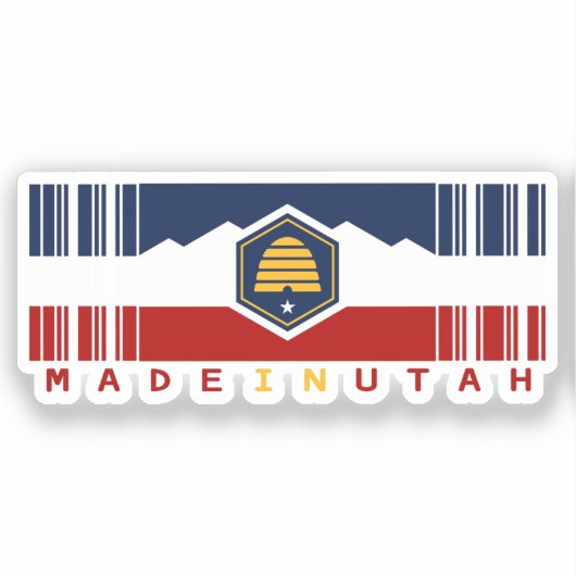 Gemaakt in Utah Barcode vlag State Pride Sticker (Voorkant)