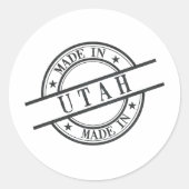 gemaakt in Utah Stamp Style Logo Symbool zwart Ronde Sticker (Voorkant)