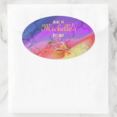 "Gemaakt in uw keuken" Sjabloon met meerdere kleur Ovale Sticker (Tas)