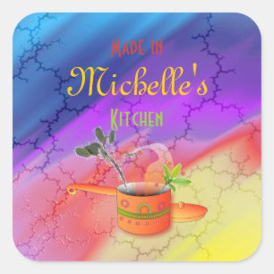 "Gemaakt in uw keuken" Sjabloon met meerdere kleur Vierkante Sticker