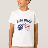 Gemaakt in Verenigde Staten Amerikaanse vlagzonneb T-shirt (Voorkant)