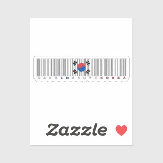 Gemaakt in Zuid-Korea Barcode Vlagontwerp Sticker (Vel)