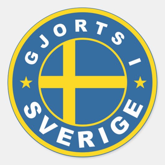 Gemaakt in Zweden land vlag label Gjorts Sverige (Voorkant)