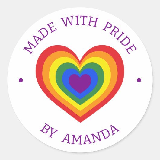 Gemaakt met de geavanceerde LGBTQ Rainbow Heart-aa Ronde Sticker (Voorkant)