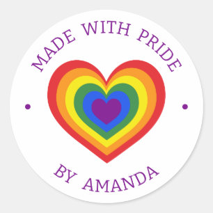 Gemaakt met de geavanceerde LGBTQ Rainbow Heart-aa Ronde Sticker