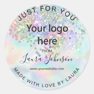 gemaakt met de liefdesholografiefolie voeg je logo ronde sticker