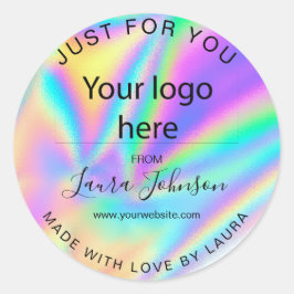 gemaakt met de liefdesholografiefolie voeg je logo ronde sticker