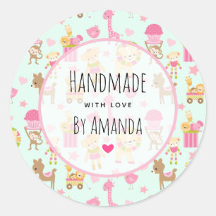 Gemaakt met het liefdesschilderpatroon met gelukki ronde sticker