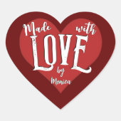 Gemaakt met Liefde (aanpasbaar) Hart Sticker (Voorkant)