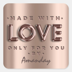 Gemaakt met liefde alleen voor jou op naam Rozen b Vierkante Sticker